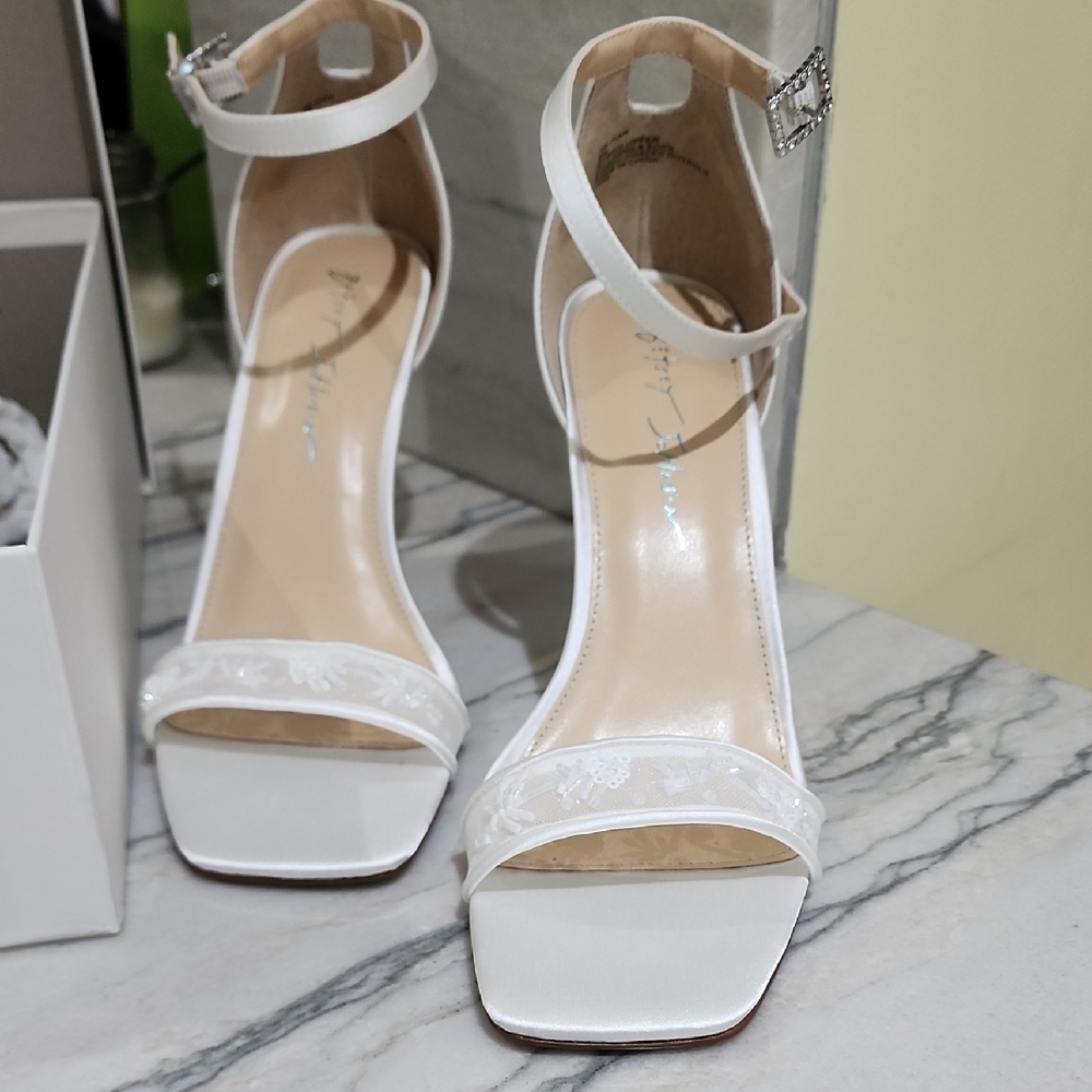 Elegant White Ankle Strap Heels